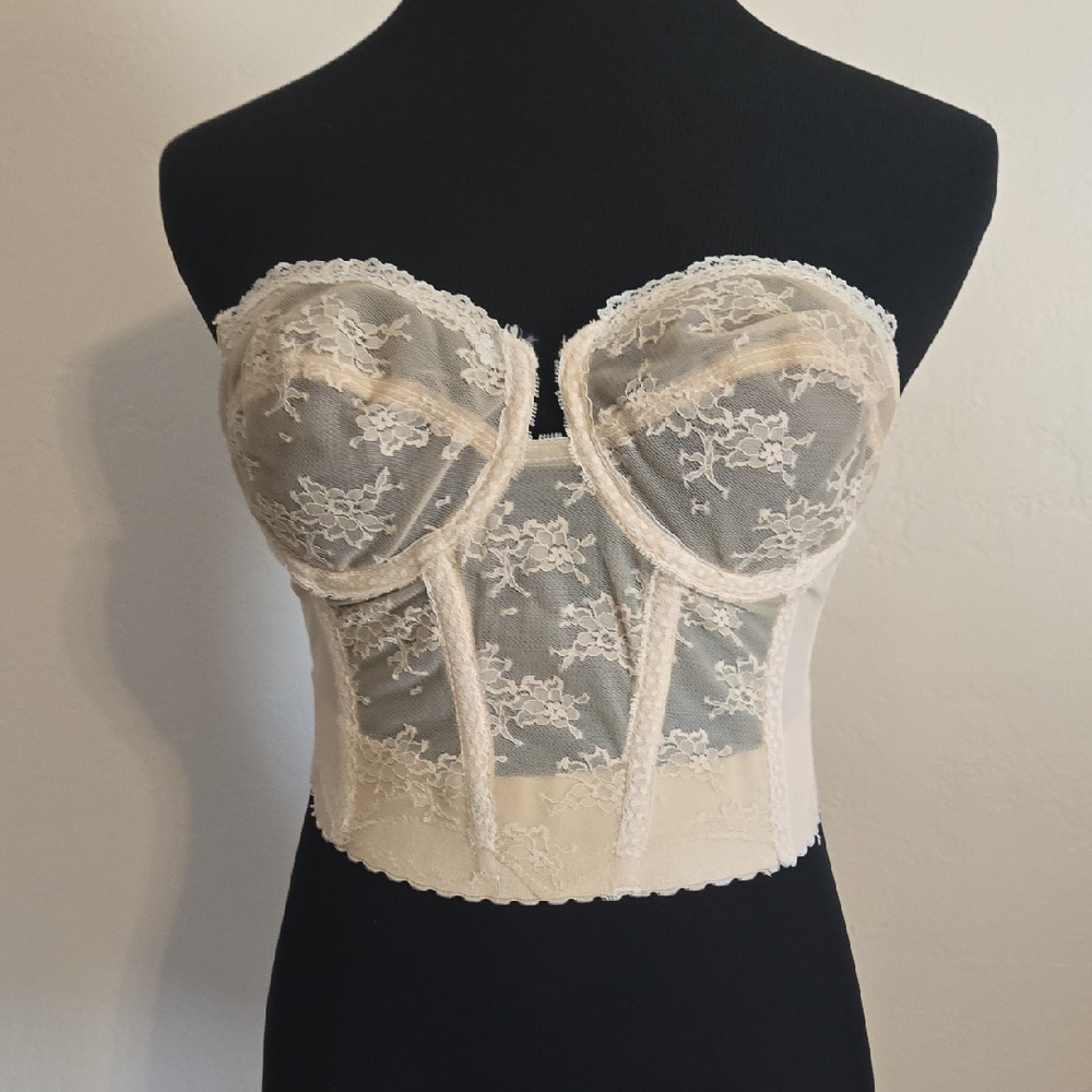 Vintage Bustier Corset in Sheer Cream lace by Back Talk for Young Smoothie~ 34C
